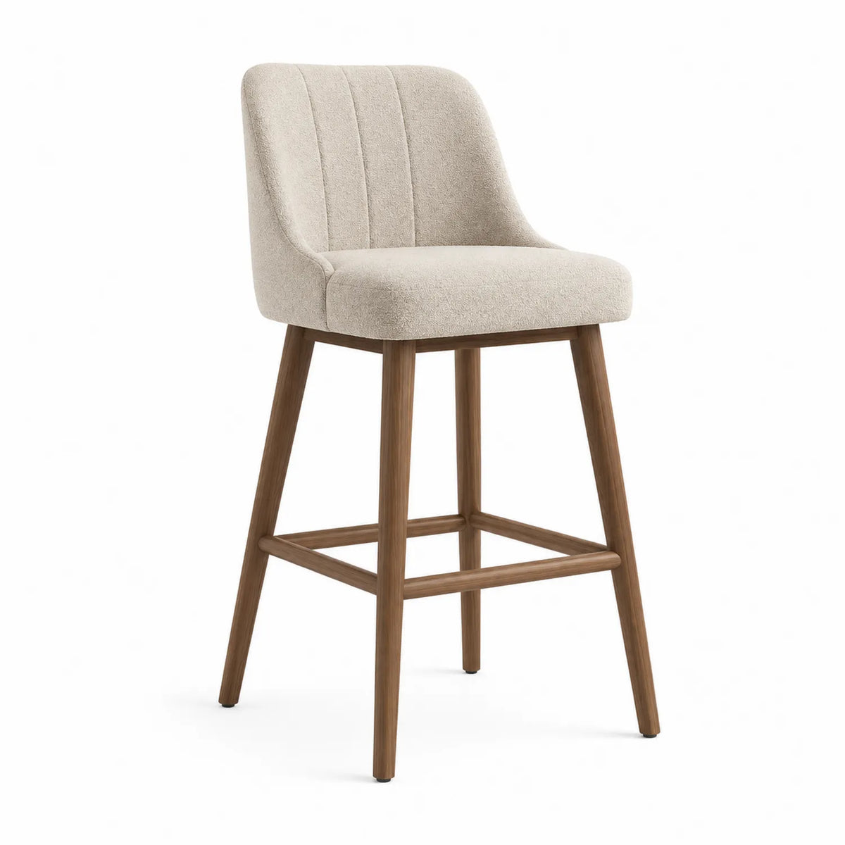 Barhocker mit Polyestergewebe und Eichenholz Beige 110 cm