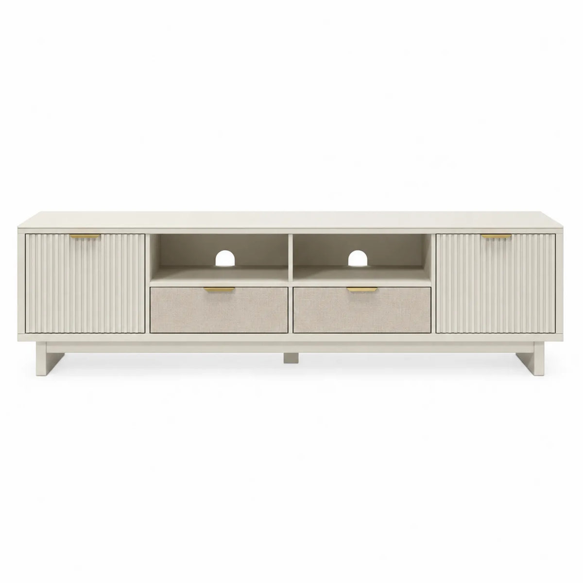 TV-Schrank aus MDF mit Metallgriffen, Creme, 180x40x50 cm