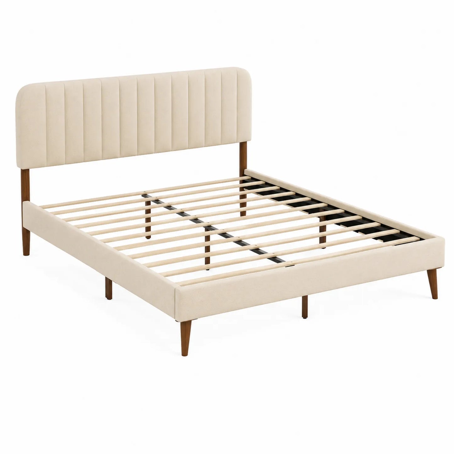 Polsterbett Beige mit Kopfteil 200x160 cm