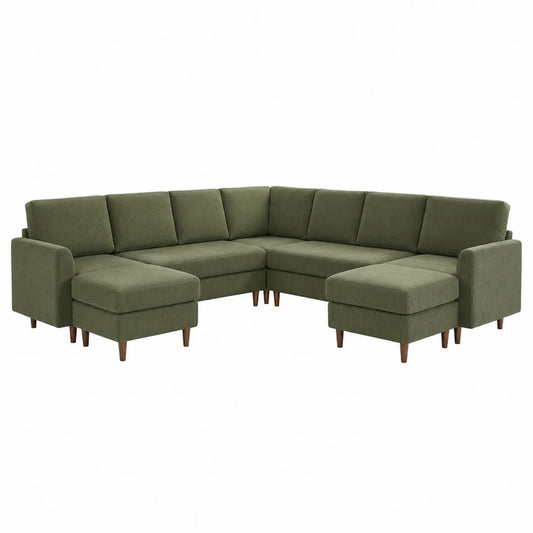 Ecksofa Cord Stoff Grün 300x240 cm