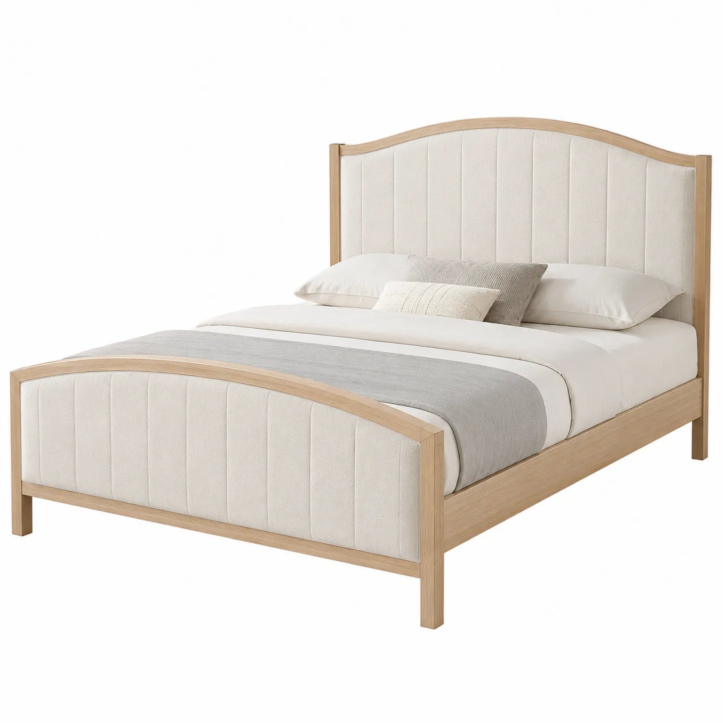 Polsterbett mit Eichenholzrahmen 200x160 cm Beige